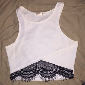 lace semi crop top